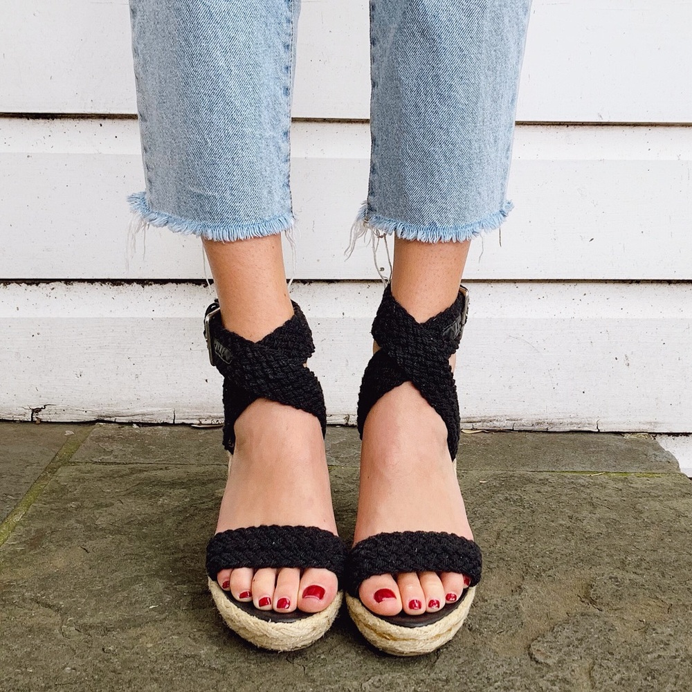 N.Y.L.A black wrap wedges